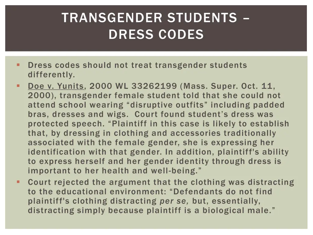 transgender students dress codes