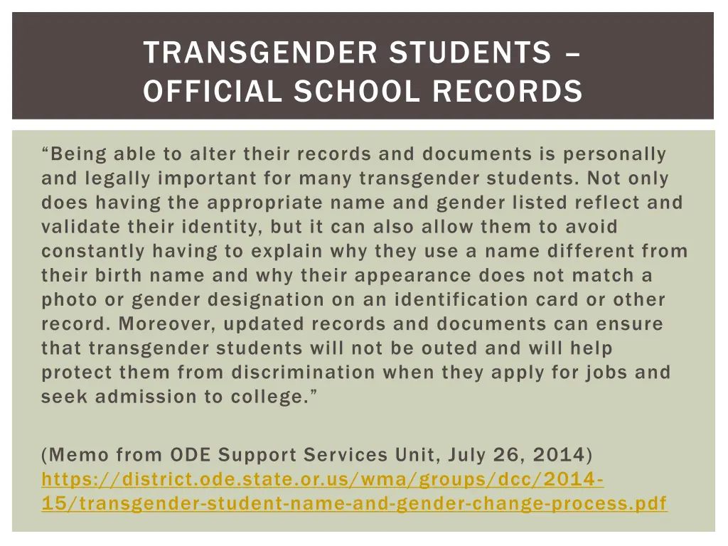 transgender students official school records