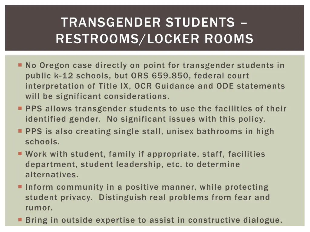 transgender students restrooms locker rooms