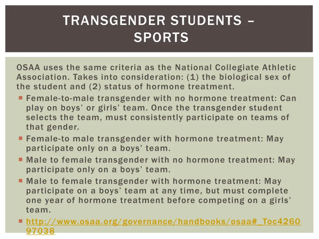 transgender students sports