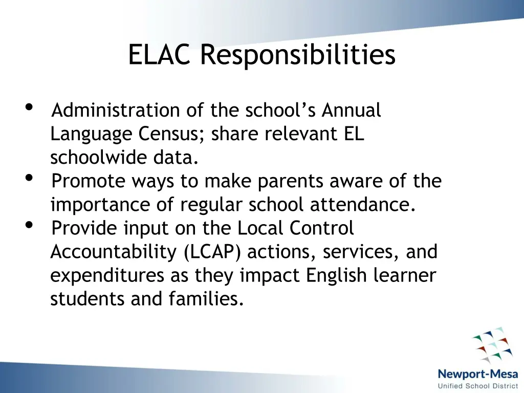 elac responsibilities 1