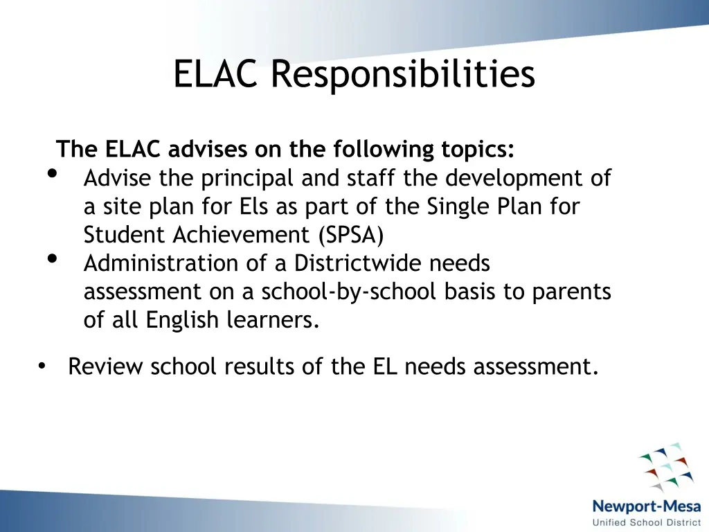 elac responsibilities