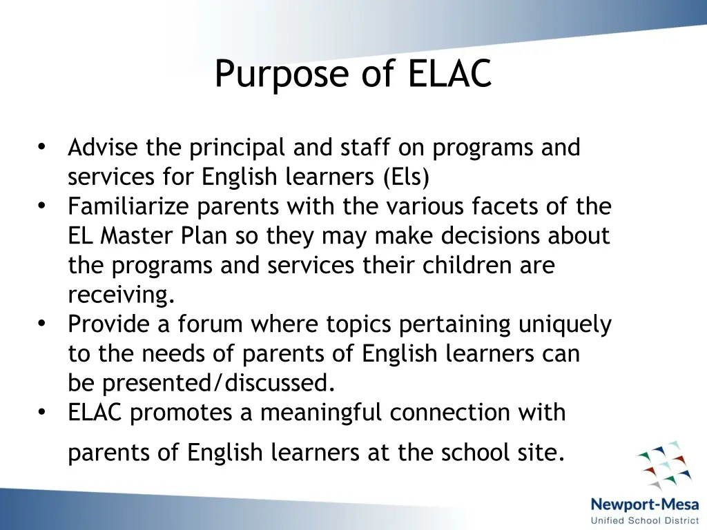 purpose of elac