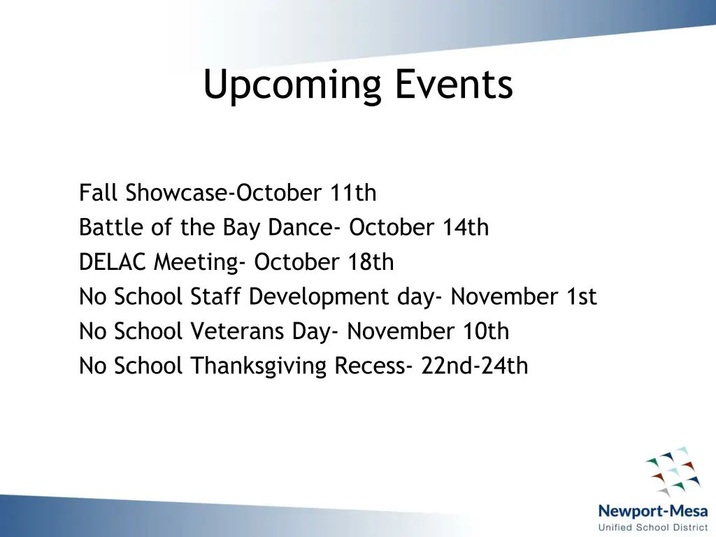 upcoming events