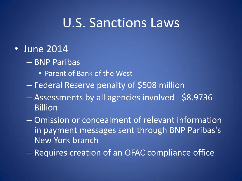 u s sanctions laws