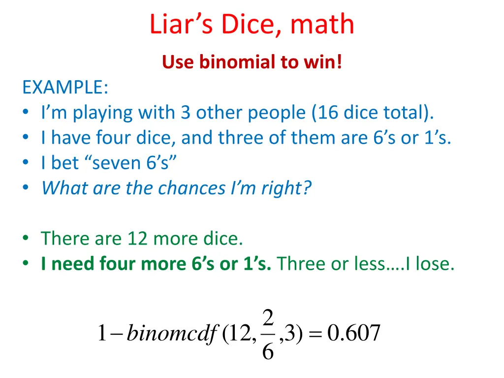 liar s dice math