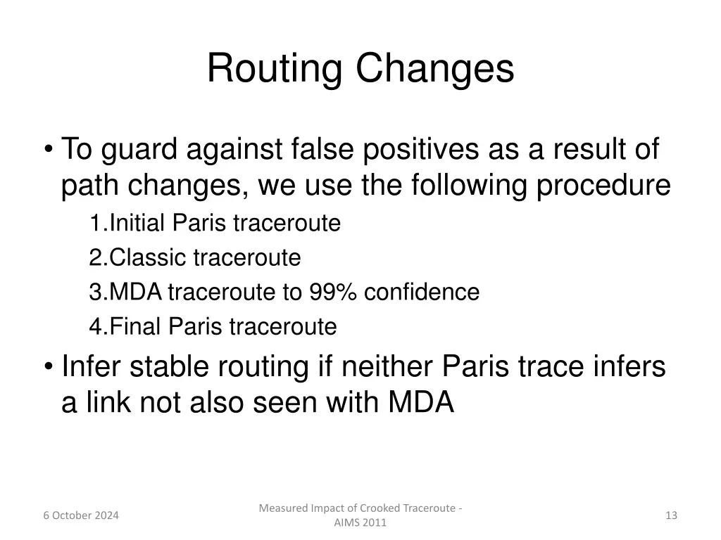 routing changes