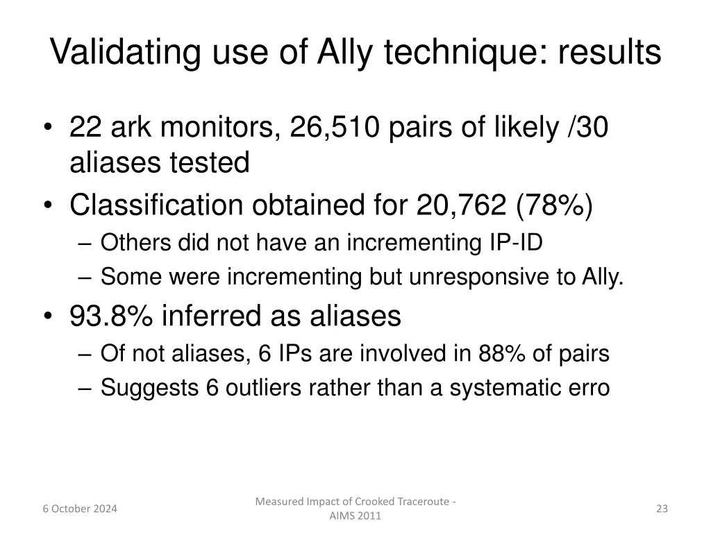 validating use of ally technique results