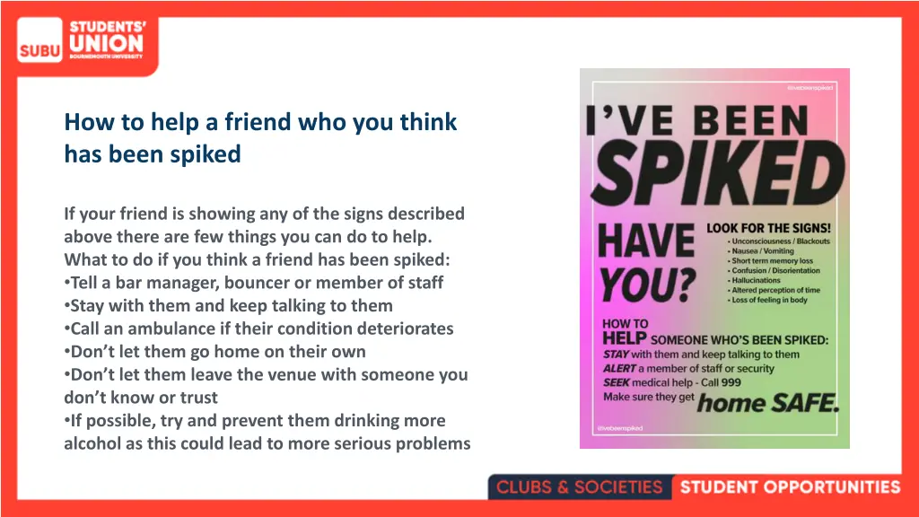 how to help a friend who you think has been spiked