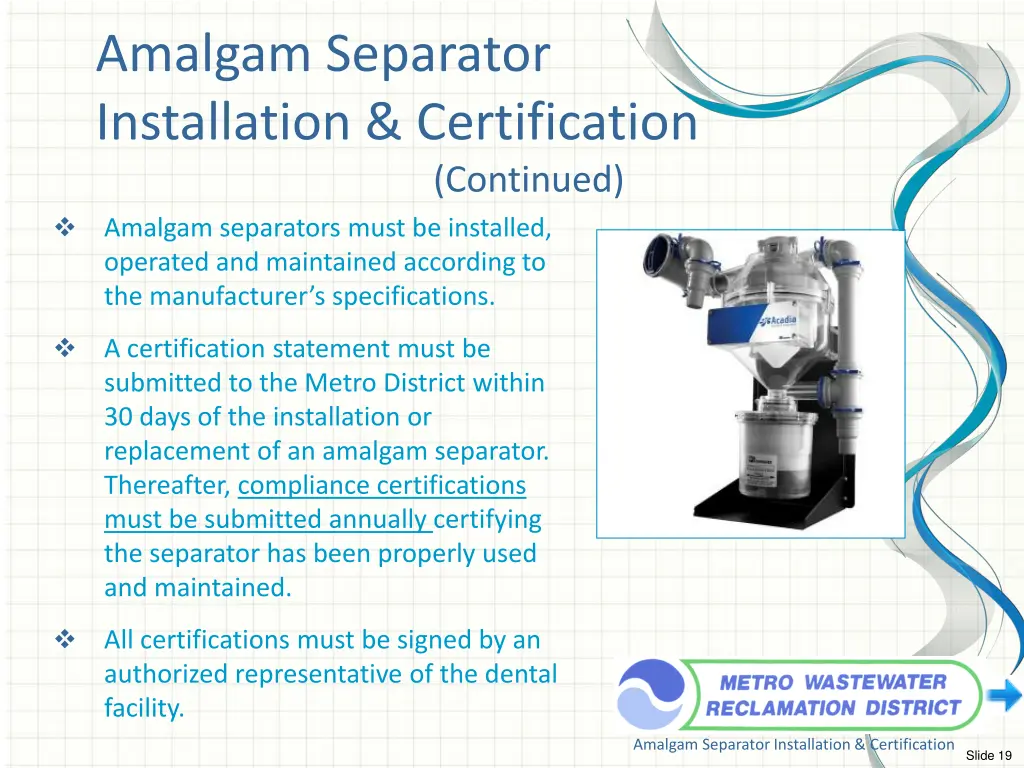 amalgam separator installation certification 2