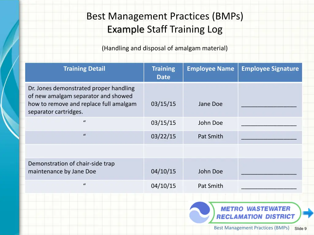 best management practices bmps example staff