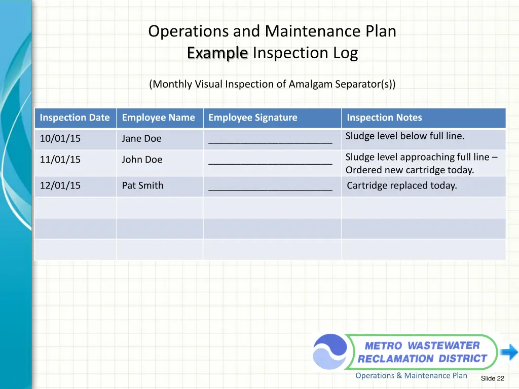 operations and maintenance plan example