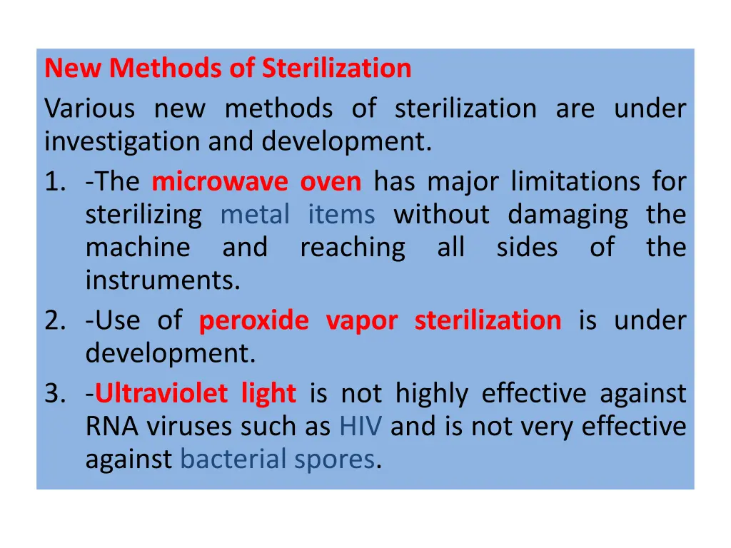 new methods of sterilization various new methods