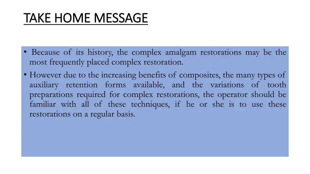 take home message take home message