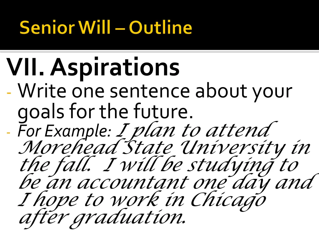 vii aspirations write one sentence about your