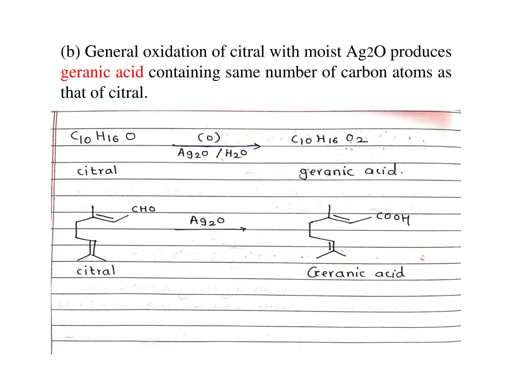 b general oxidation of citral with moist