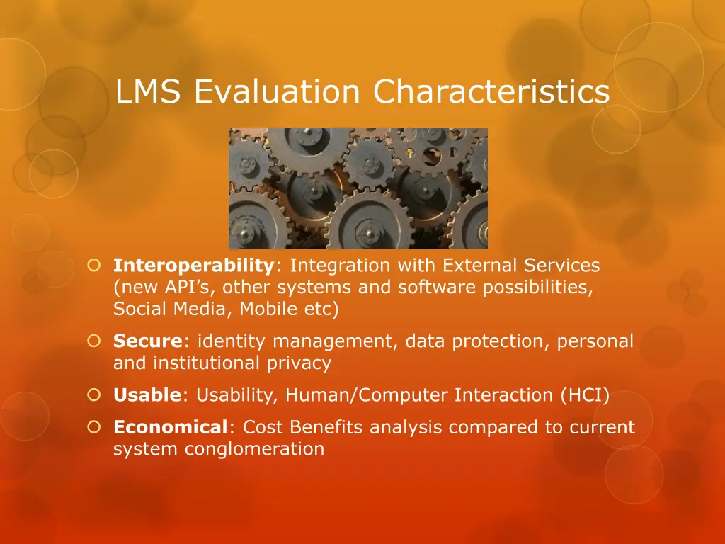 lms evaluation characteristics