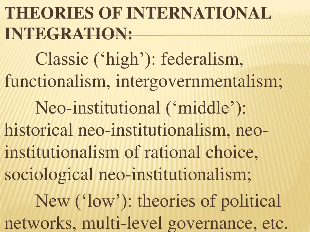 theories of international integration classic