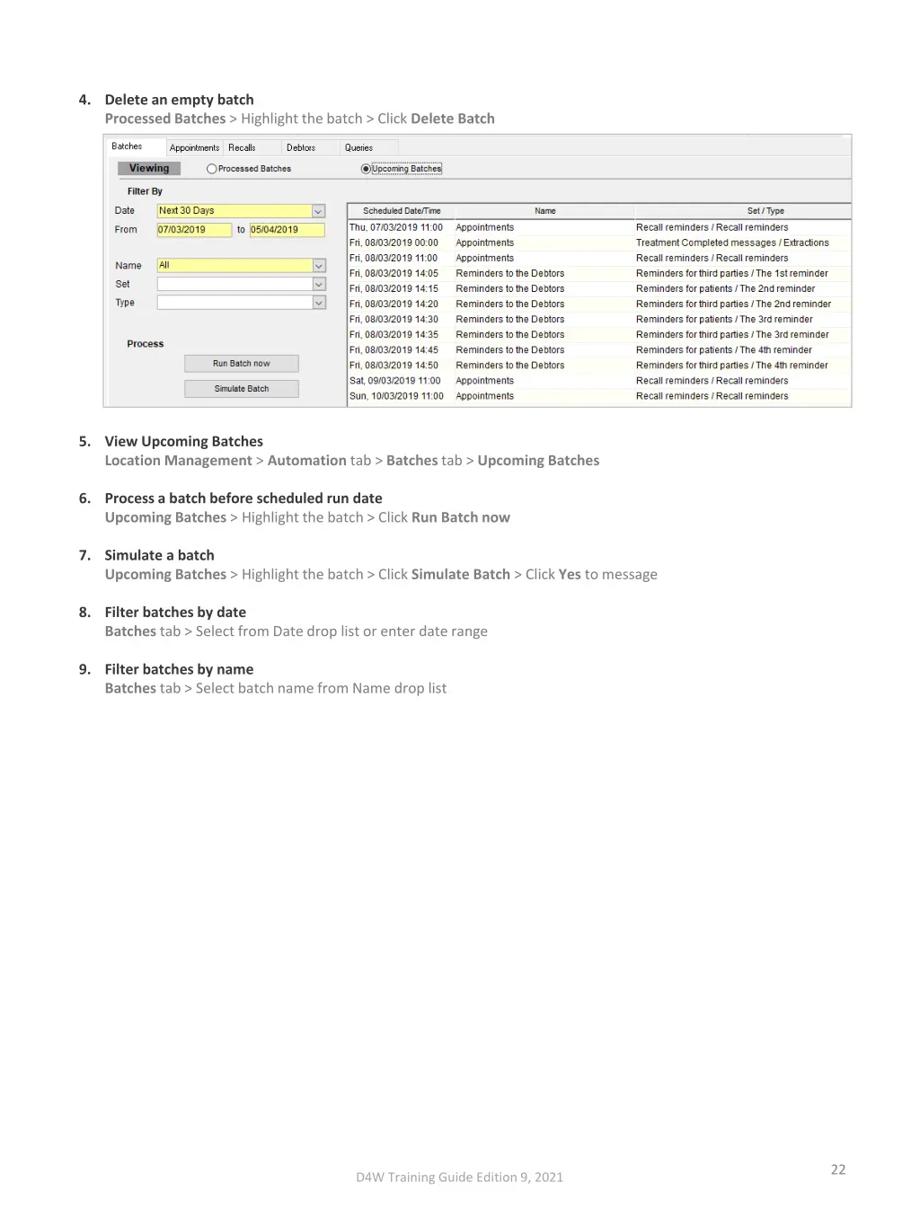 4 delete an empty batch processed batches