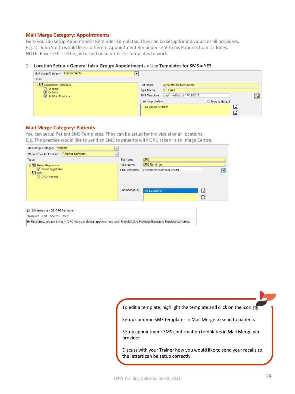 mail merge category appointments here