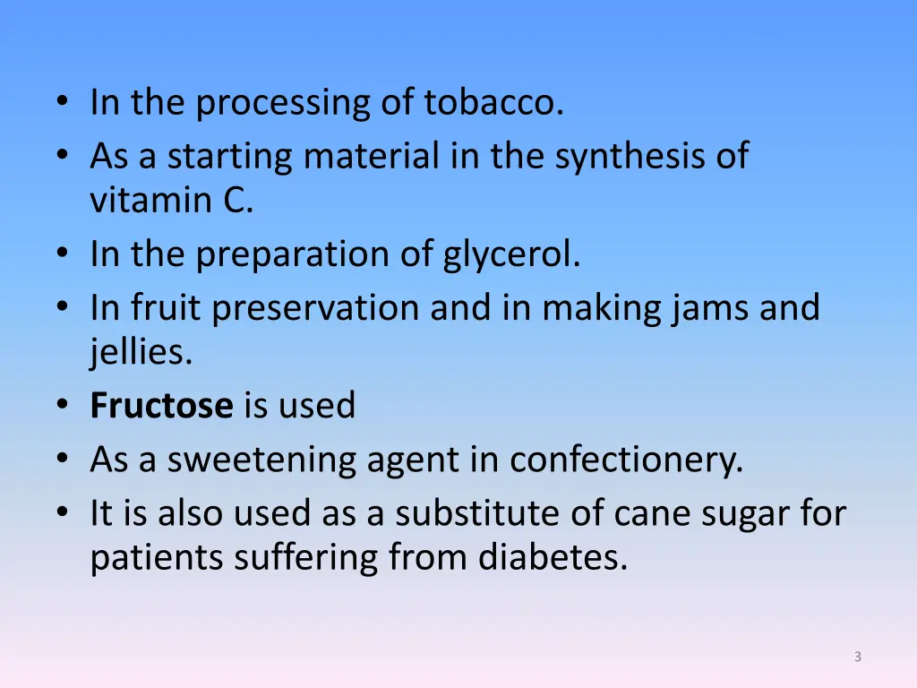 in the processing of tobacco as a starting