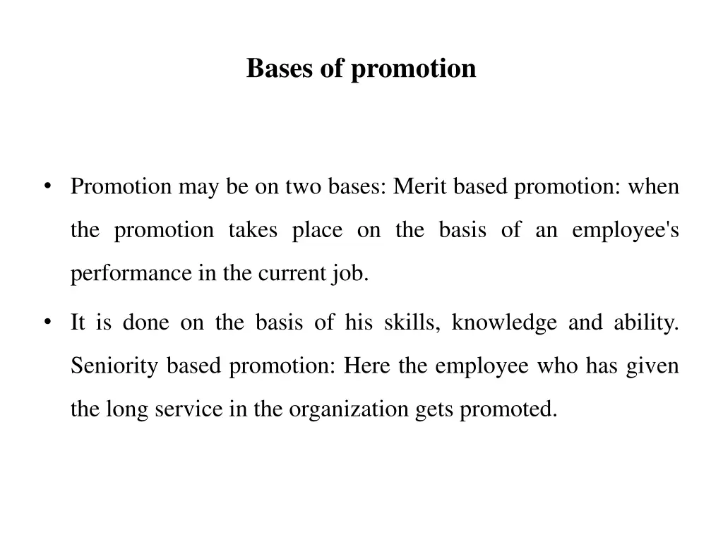 bases of promotion