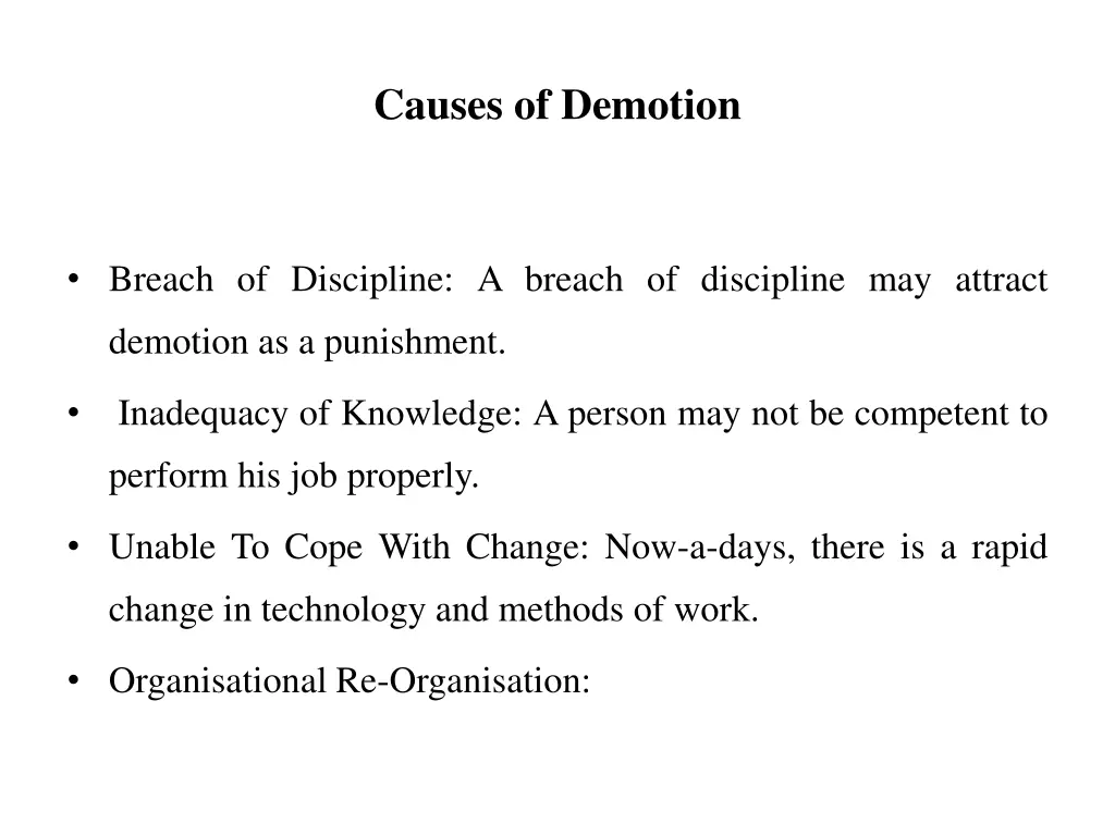 causes of demotion