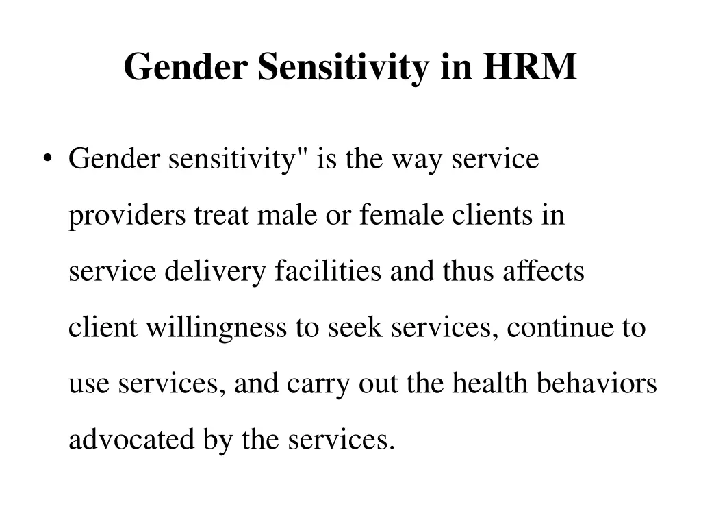 gender sensitivity in hrm