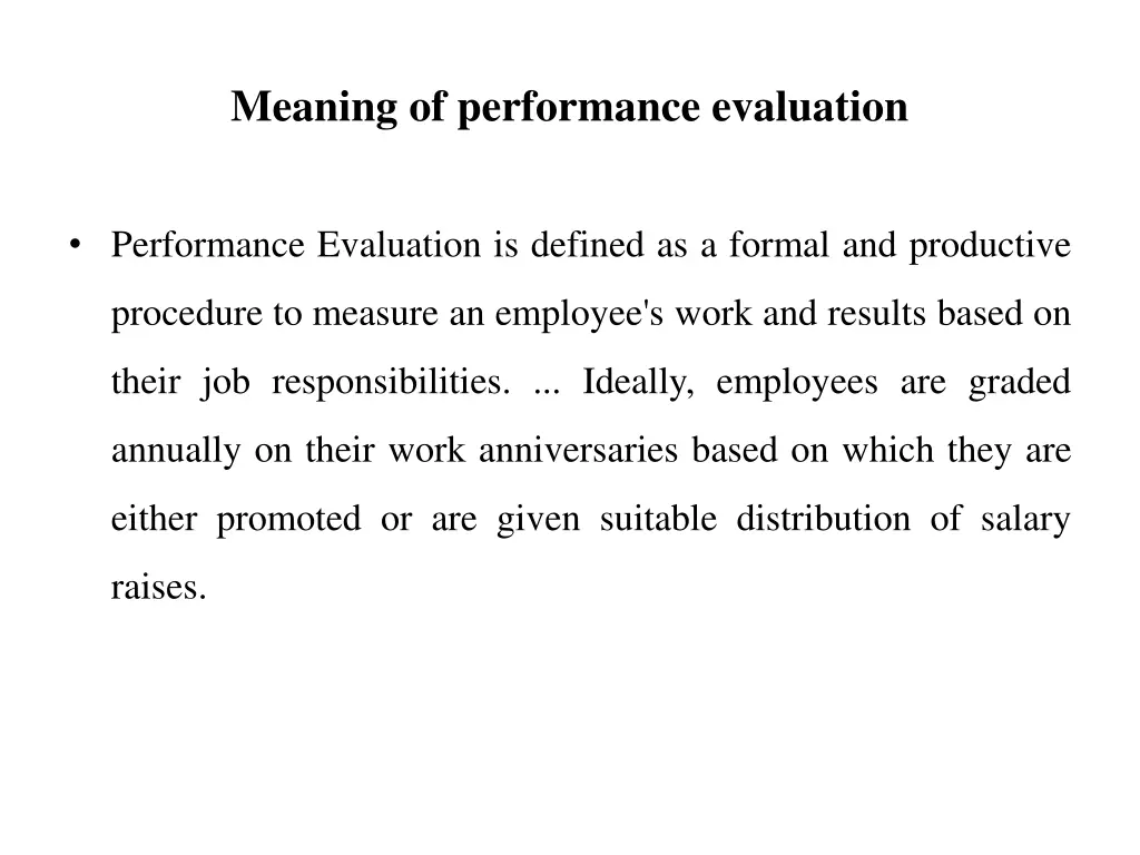 meaning of performance evaluation