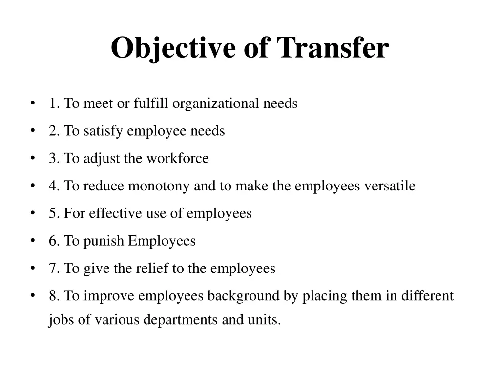 objective of transfer