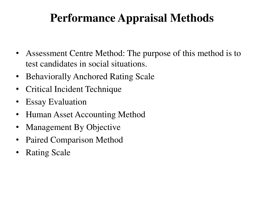 performance appraisal methods