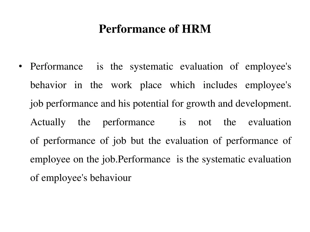 performance of hrm