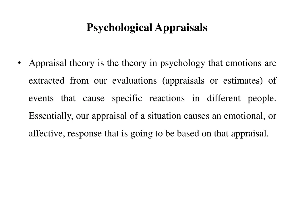 psychological appraisals