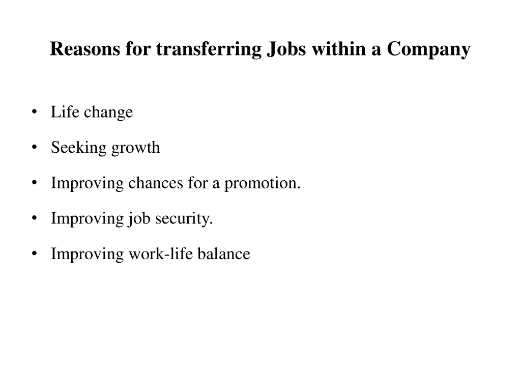 reasons for transferring jobs within a company