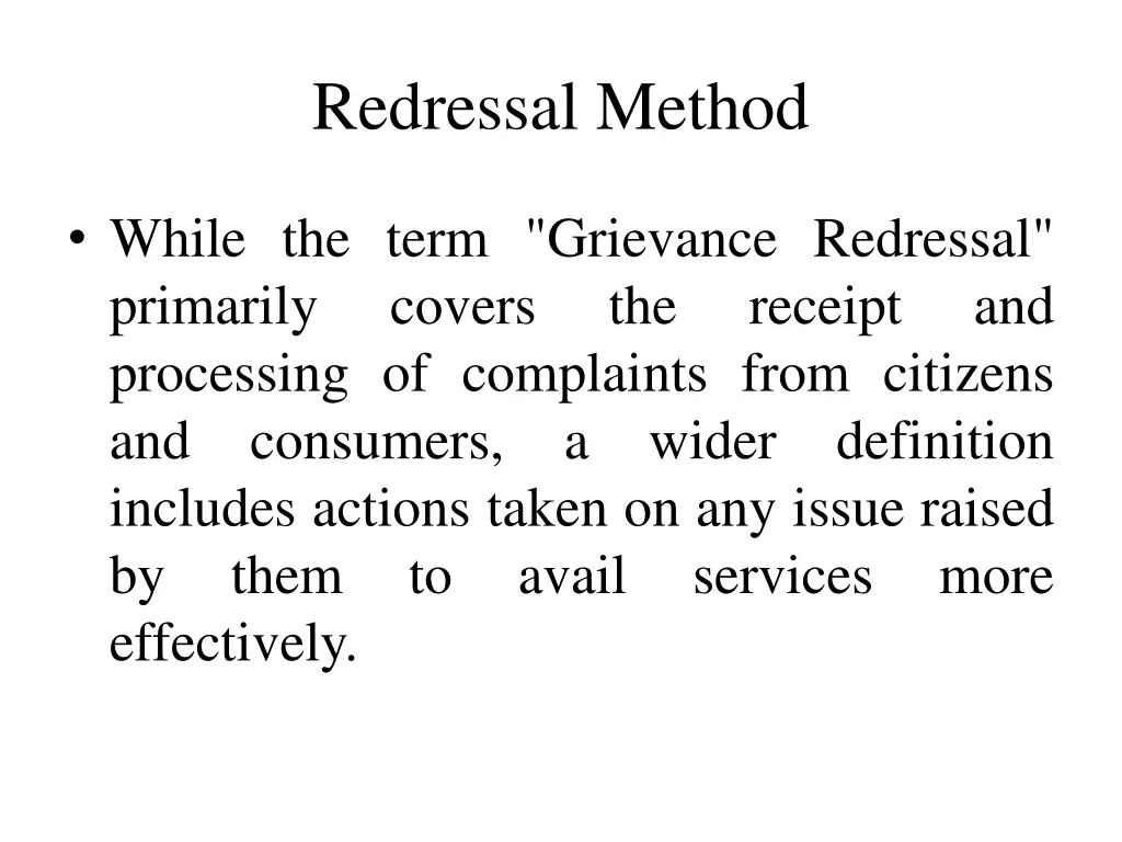 redressal method