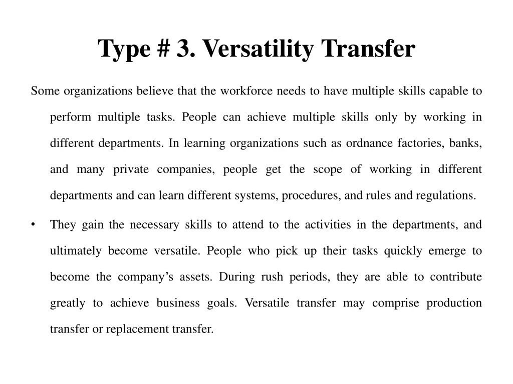 type 3 versatility transfer