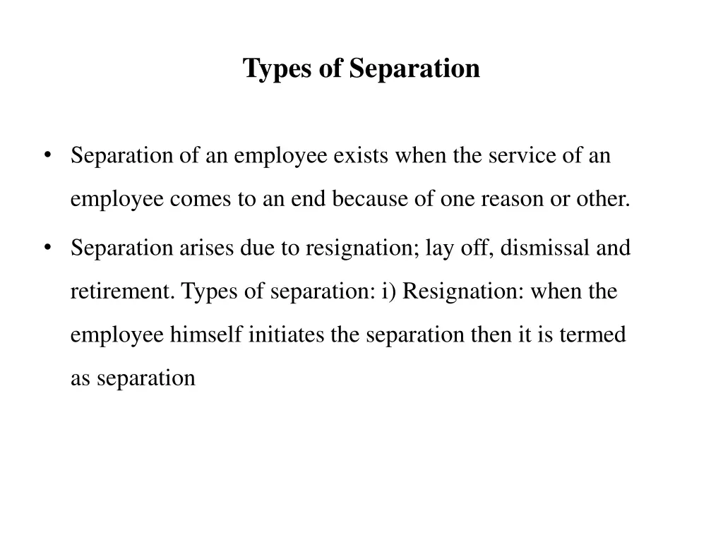 types of separation