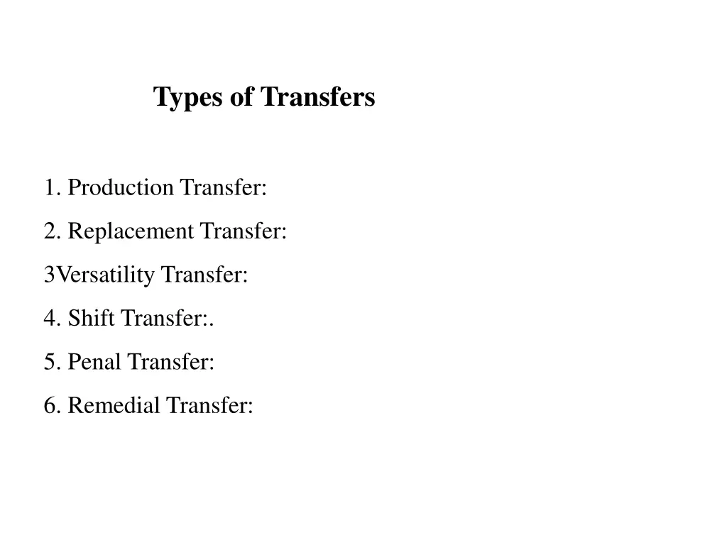 types of transfers