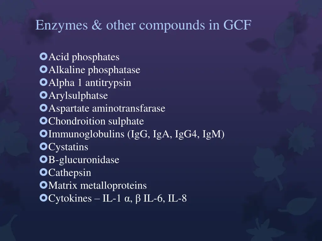 enzymes other compounds in gcf