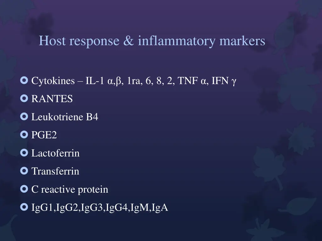 host response inflammatory markers