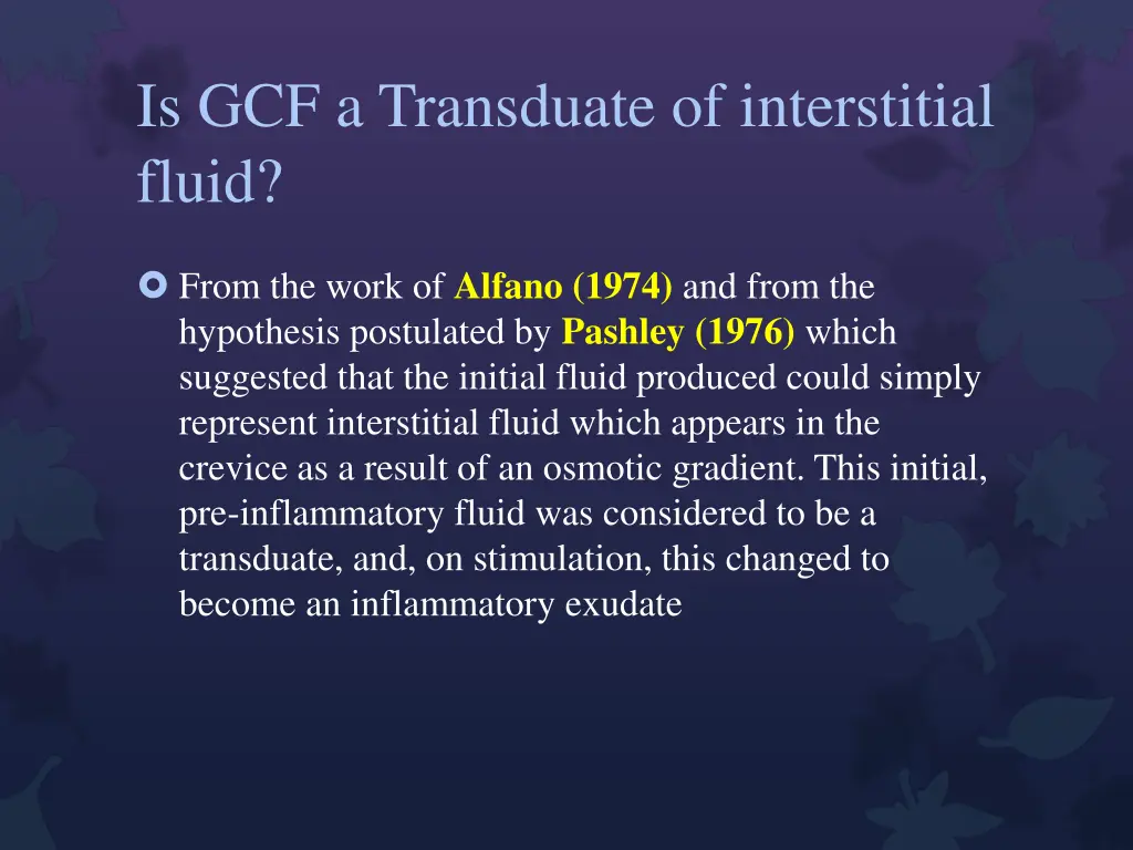 is gcf a transduate of interstitial fluid