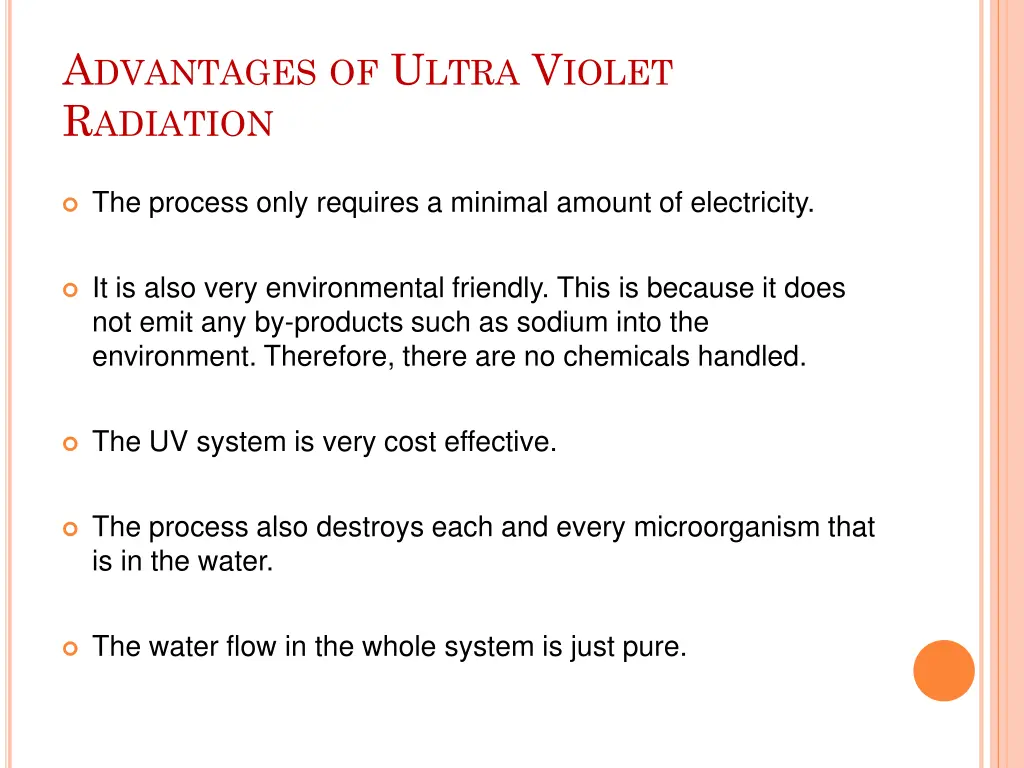 a dvantages of u ltra v iolet r adiation