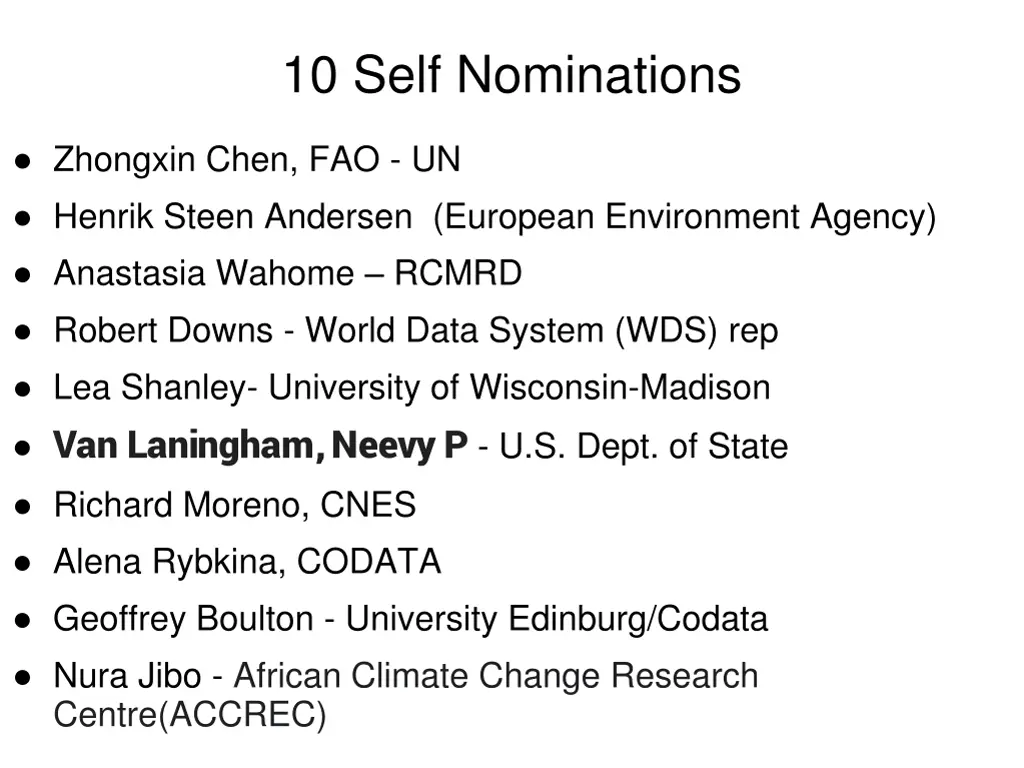 10 self nominations