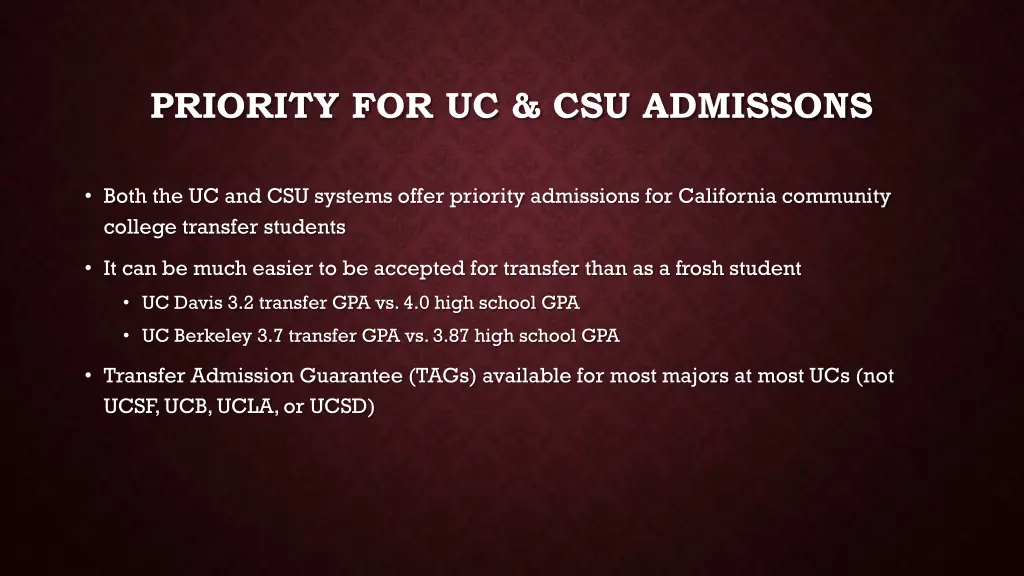 priority for uc csu admissons