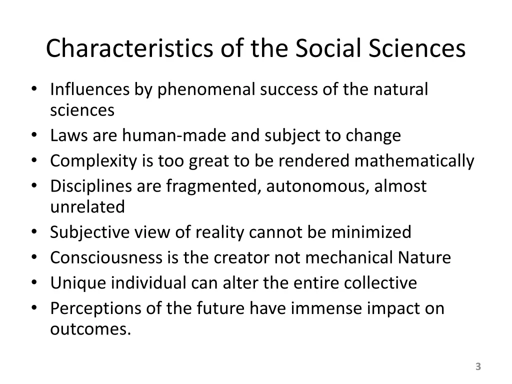 characteristics of the social sciences