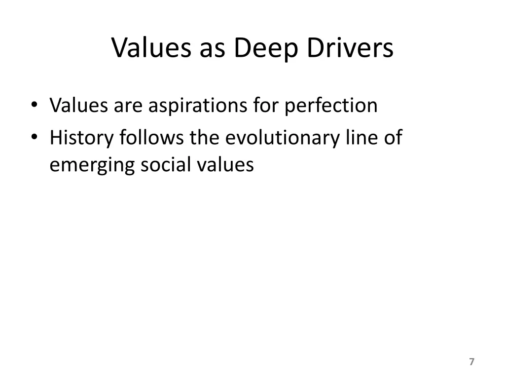 values as deep drivers