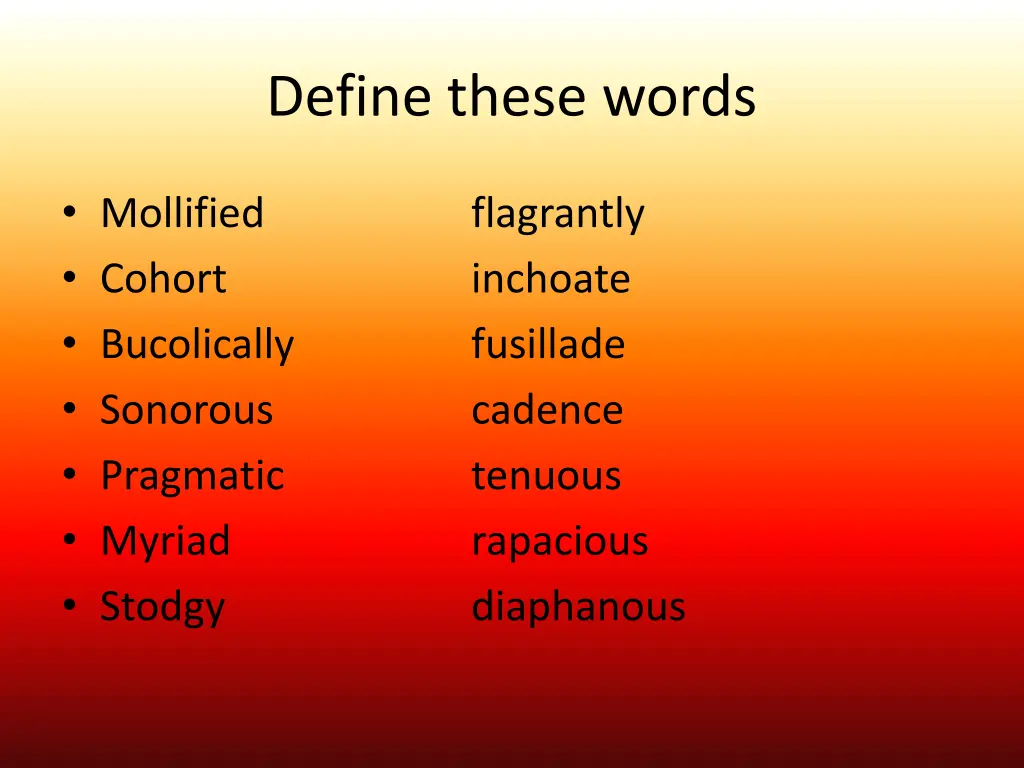 define these words