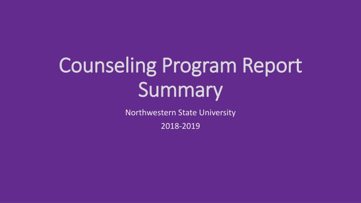 counseling program report counseling program