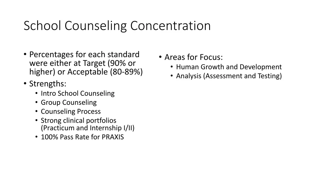 school counseling concentration