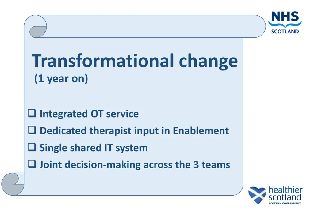 transformational change 1 year on